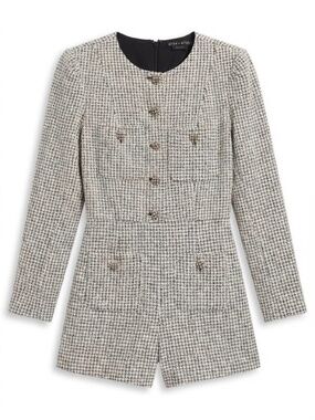 Alice + Olivia Shiloh Patch Pocket Houndstooth Romper